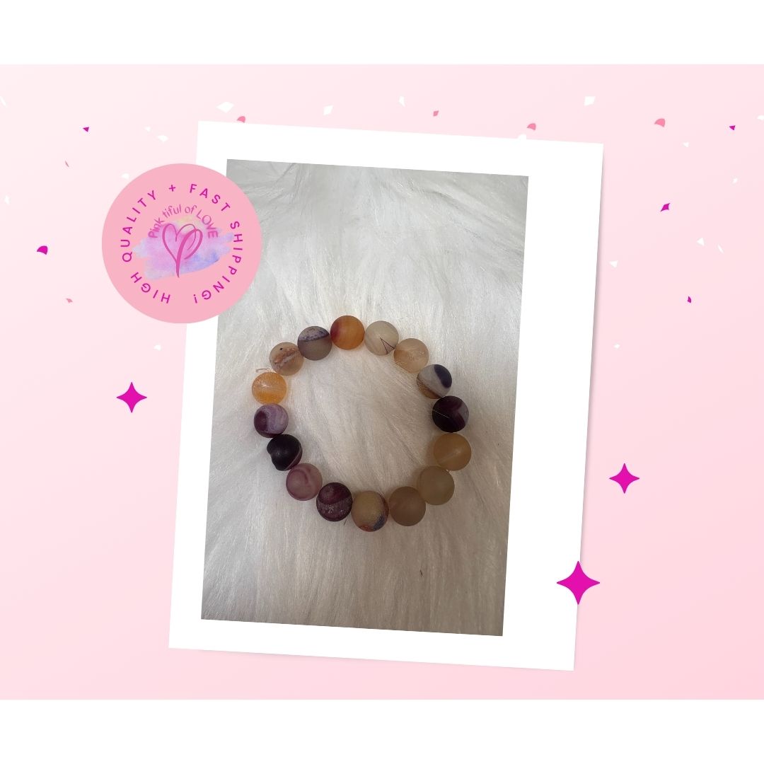 Purple Dyed Agate Beaded Stretch Bracelet