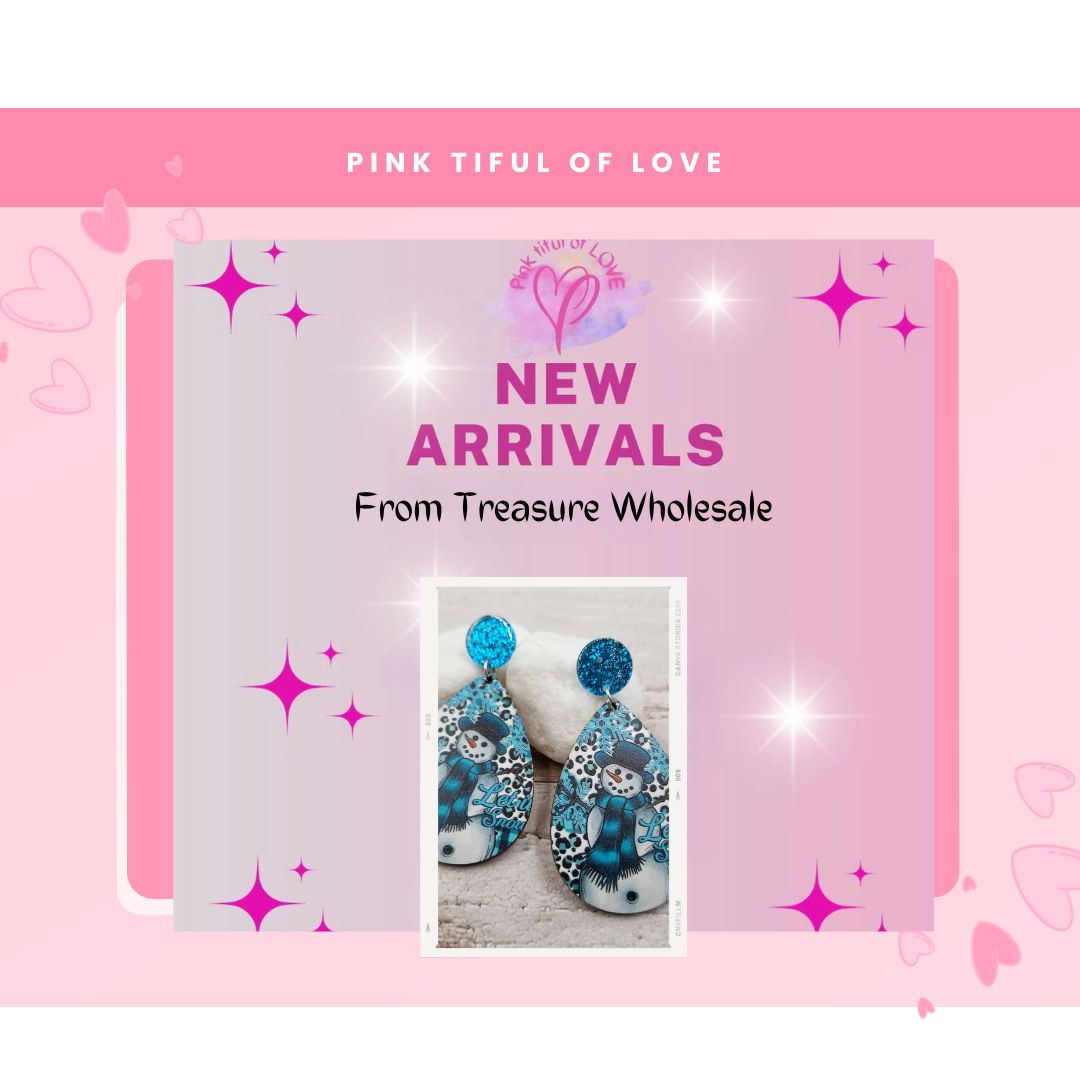 Ice Blue Snowman Teardrop Wooden Wire EarringsPink tiful of LOVE