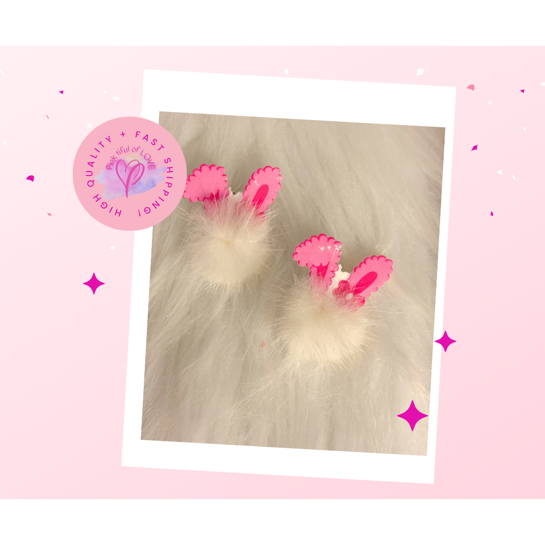 Easter Bunny Pom Pom Stud Earrings