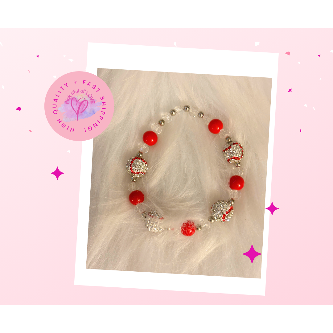 Rhinestone Baseball Beaded Bracelet
