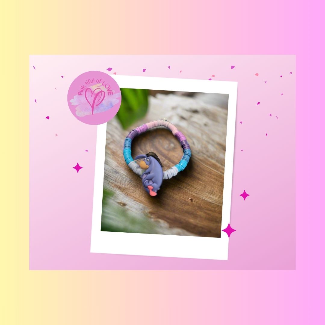 Blue and Purple Clay Beaded with Eeyore Elastic/Stretch BraceletPink tiful of LOVE