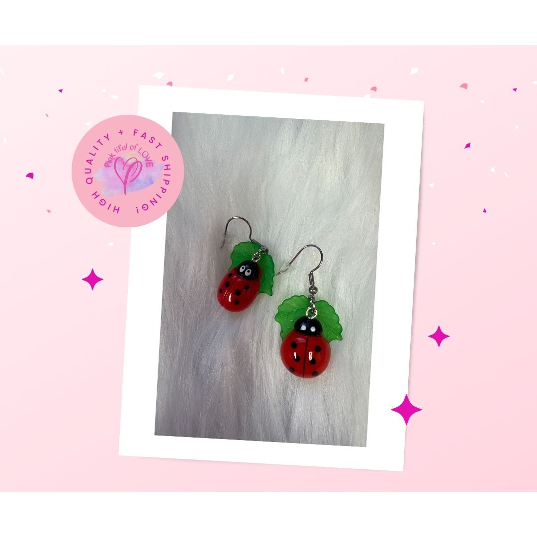 Adorable Ladybug Wire Earrings