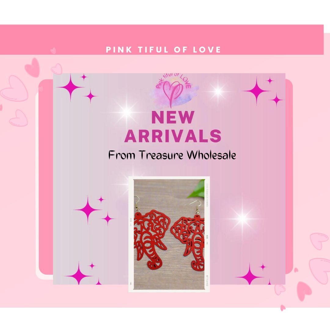 Red Wooden Elephant Wire EarringsPink tiful of LOVE