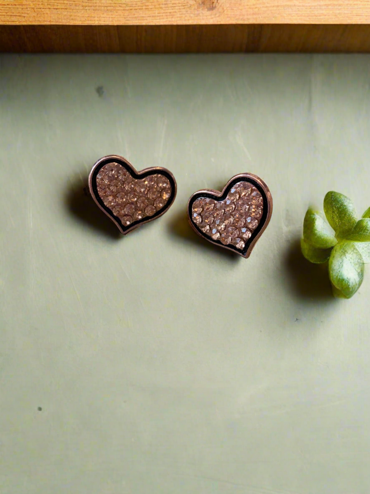 Sparkly Gold Heart with black trim Post earringsPink tiful of LOVE