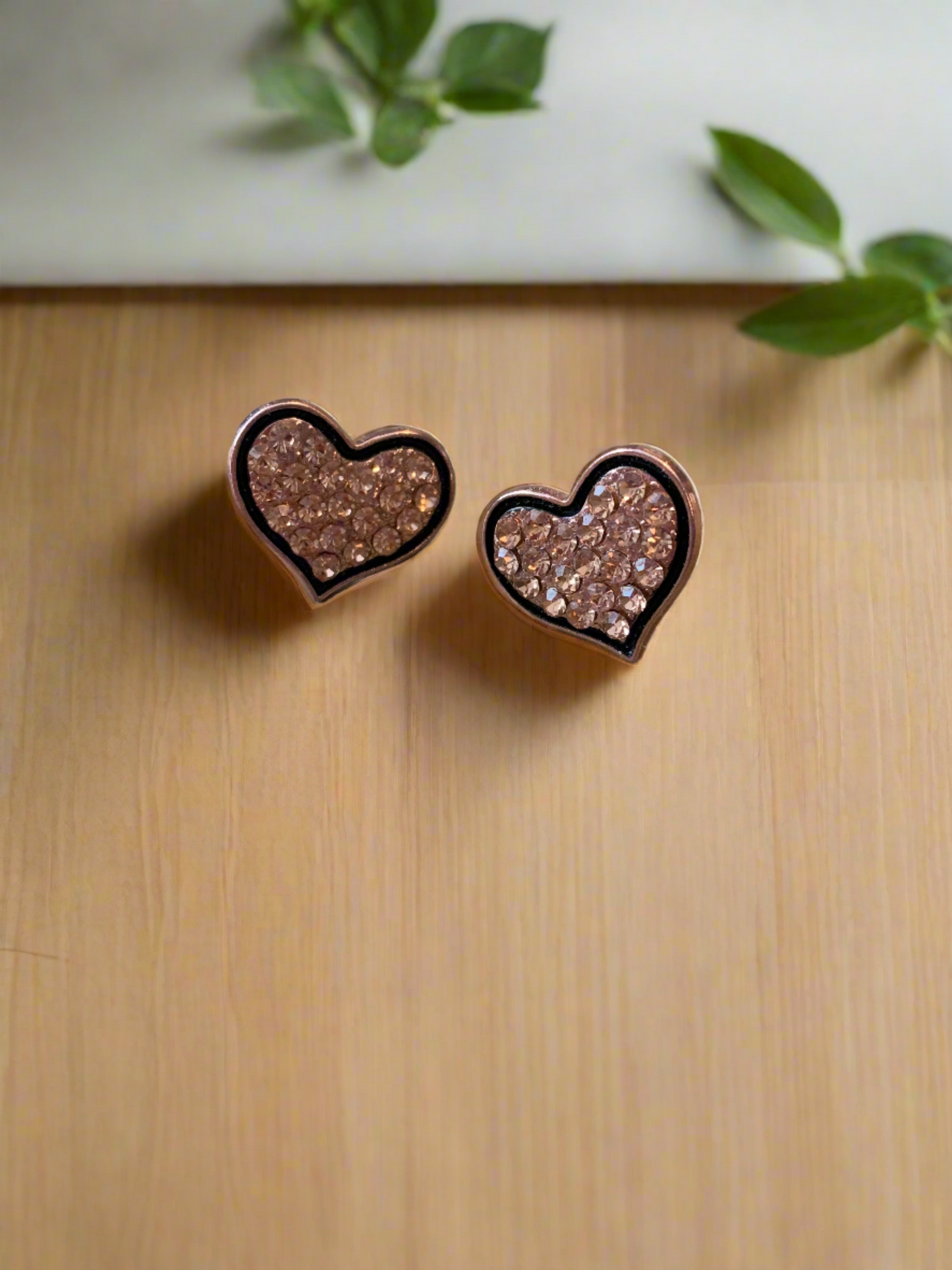 Sparkly Gold Heart with black trim Post earringsPink tiful of LOVE