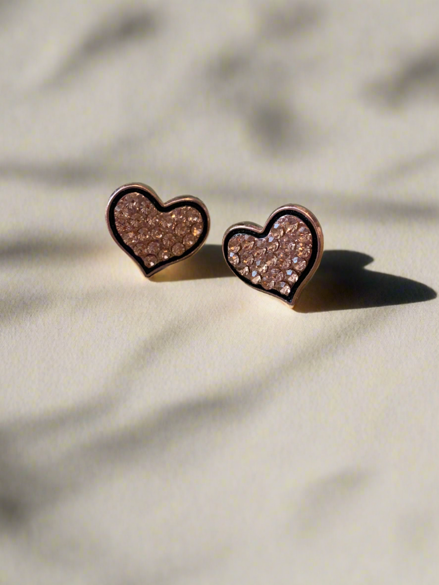 Sparkly Gold Heart with black trim Post earringsPink tiful of LOVE