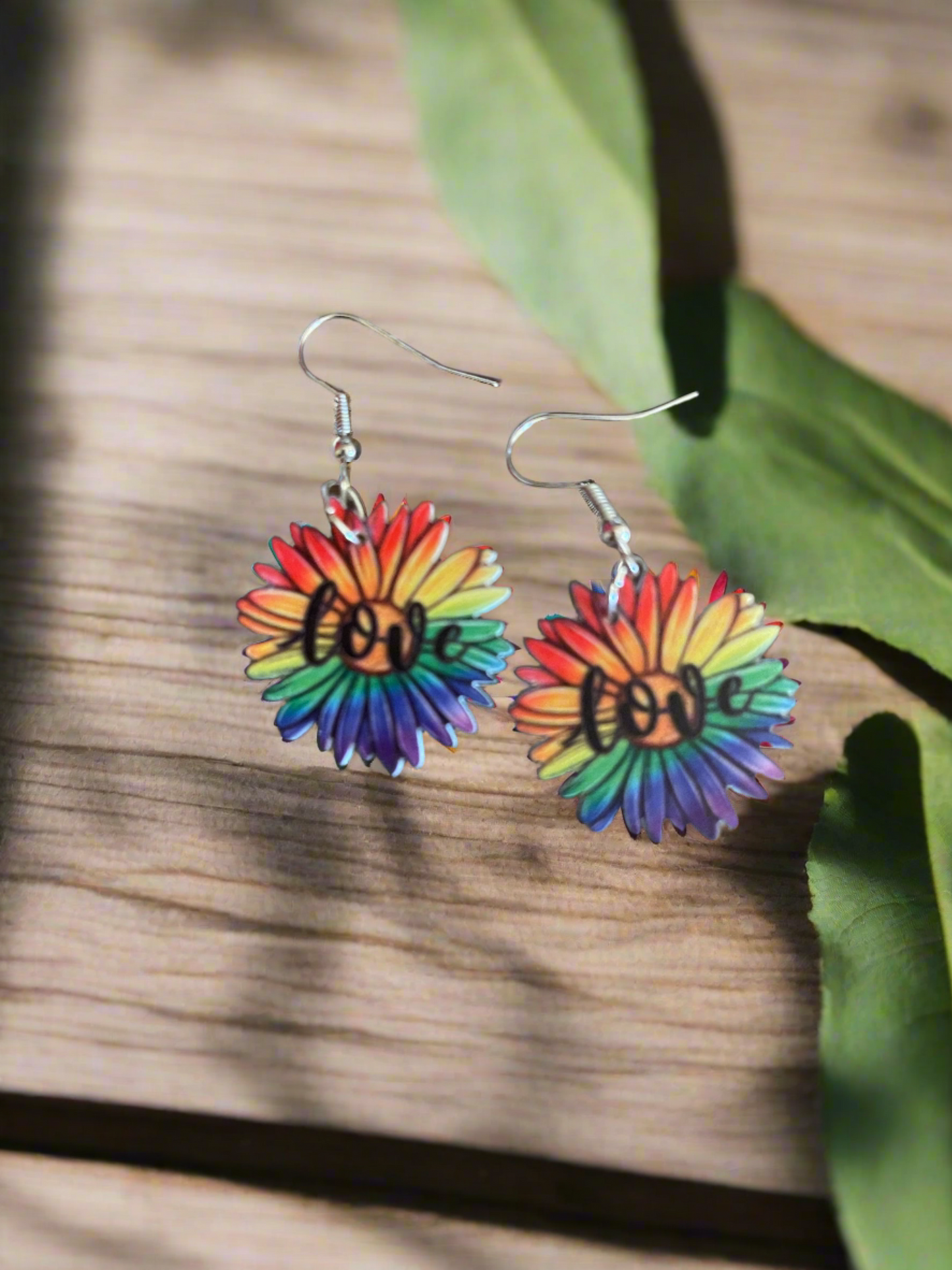 Rainbow Sunflower Wire earringsPink tiful of LOVE