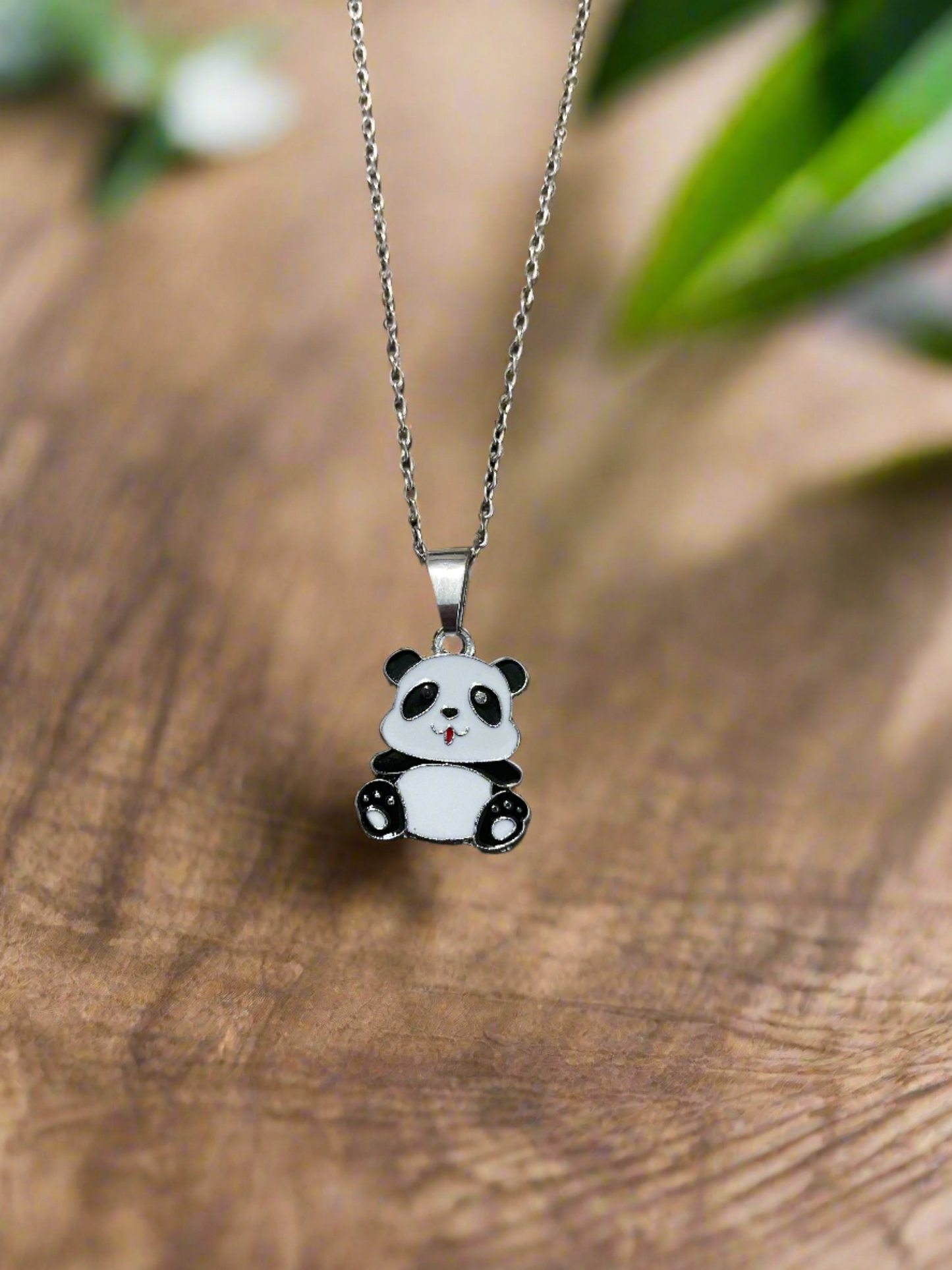 Adorable Panda Pendant on a Silver Chain NecklacePink tiful of LOVE