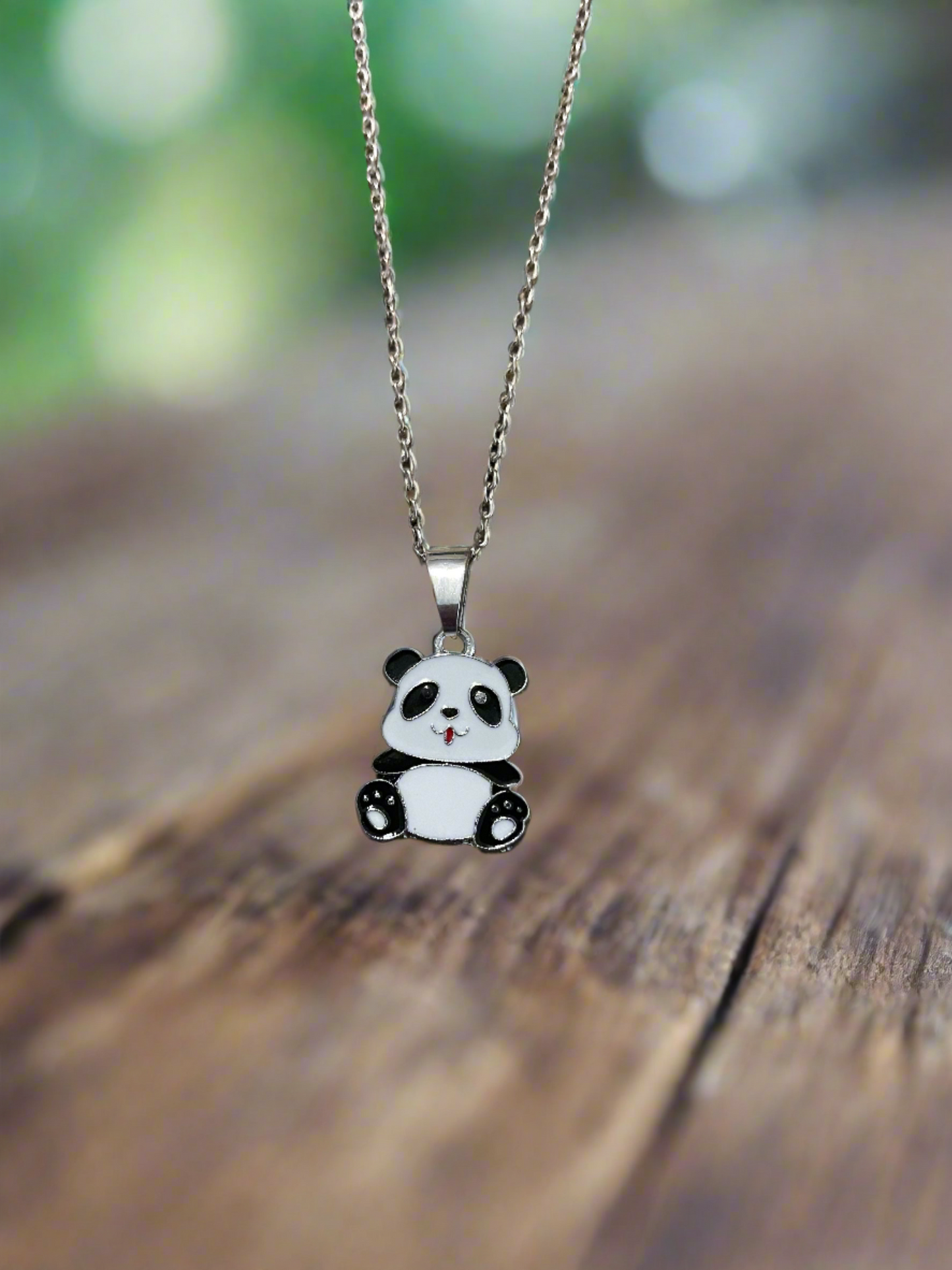 Adorable Panda Pendant on a Silver Chain NecklacePink tiful of LOVE