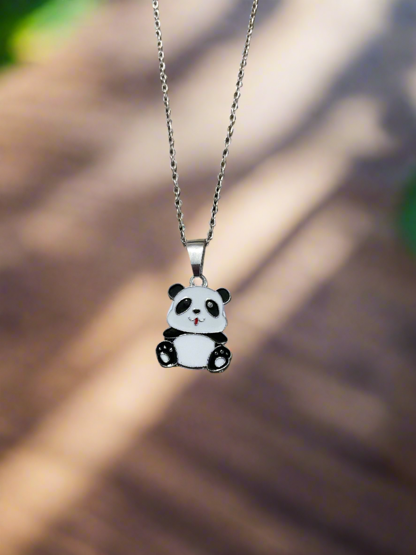 Adorable Panda Pendant on a Silver Chain NecklacePink tiful of LOVE