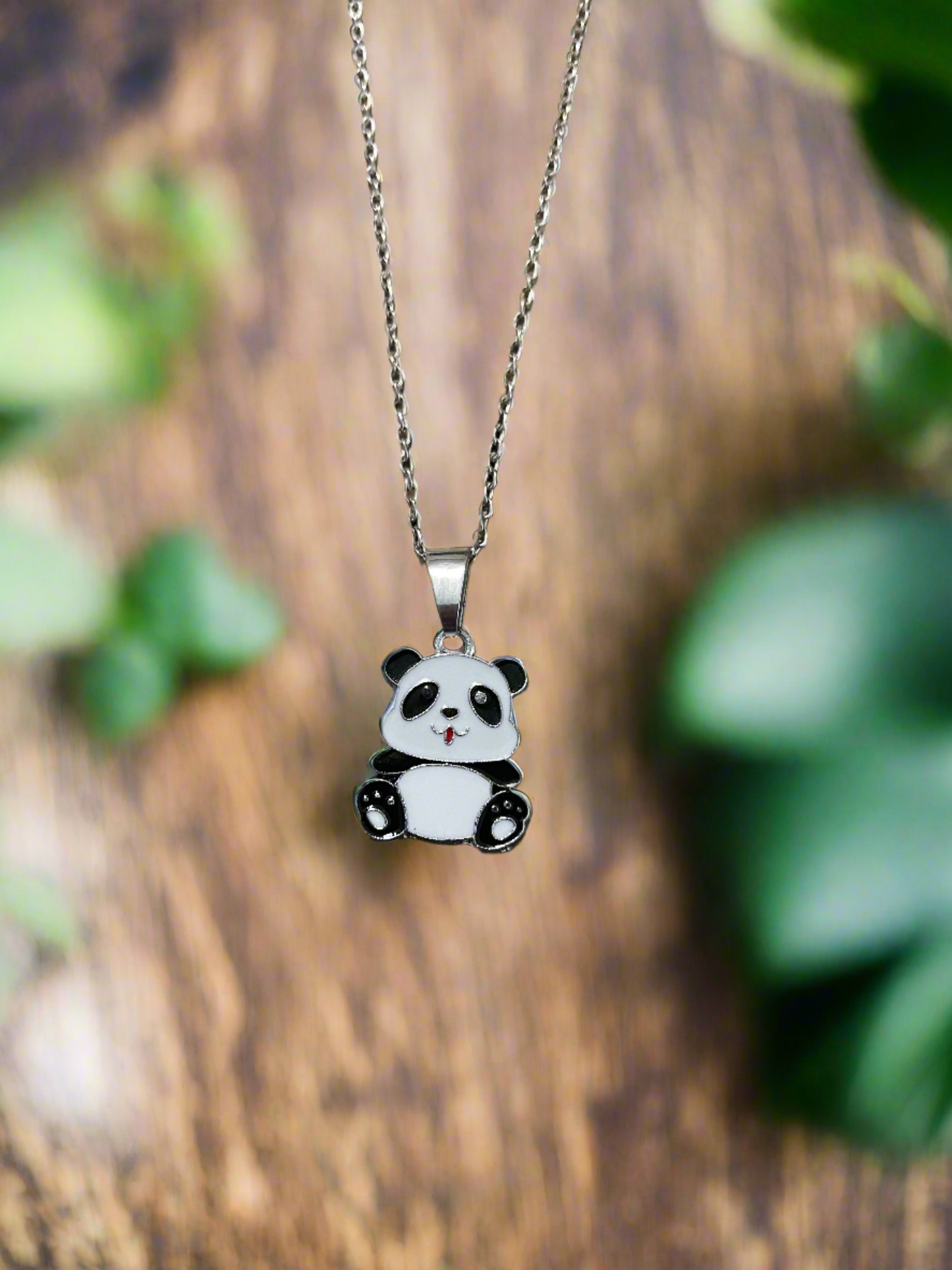 Adorable Panda Pendant on a Silver Chain NecklacePink tiful of LOVE