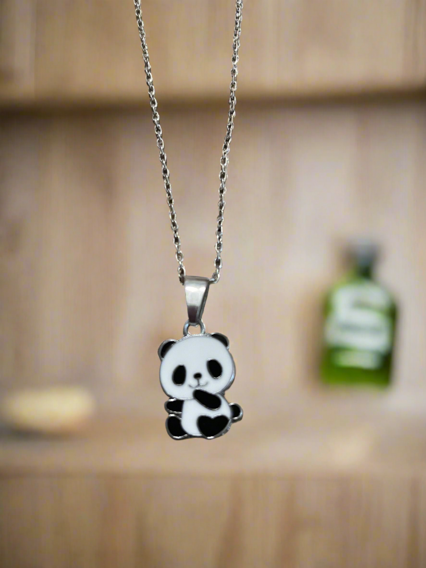 Sitting Pretty Panda Pendant on a Silver Chain NecklacePink tiful of LOVE