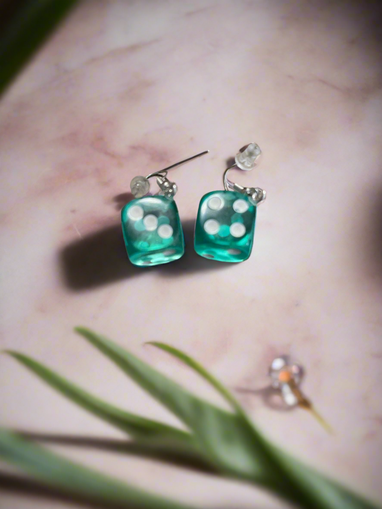 Dice-Green Translucent Wire EarringsPink tiful of LOVE