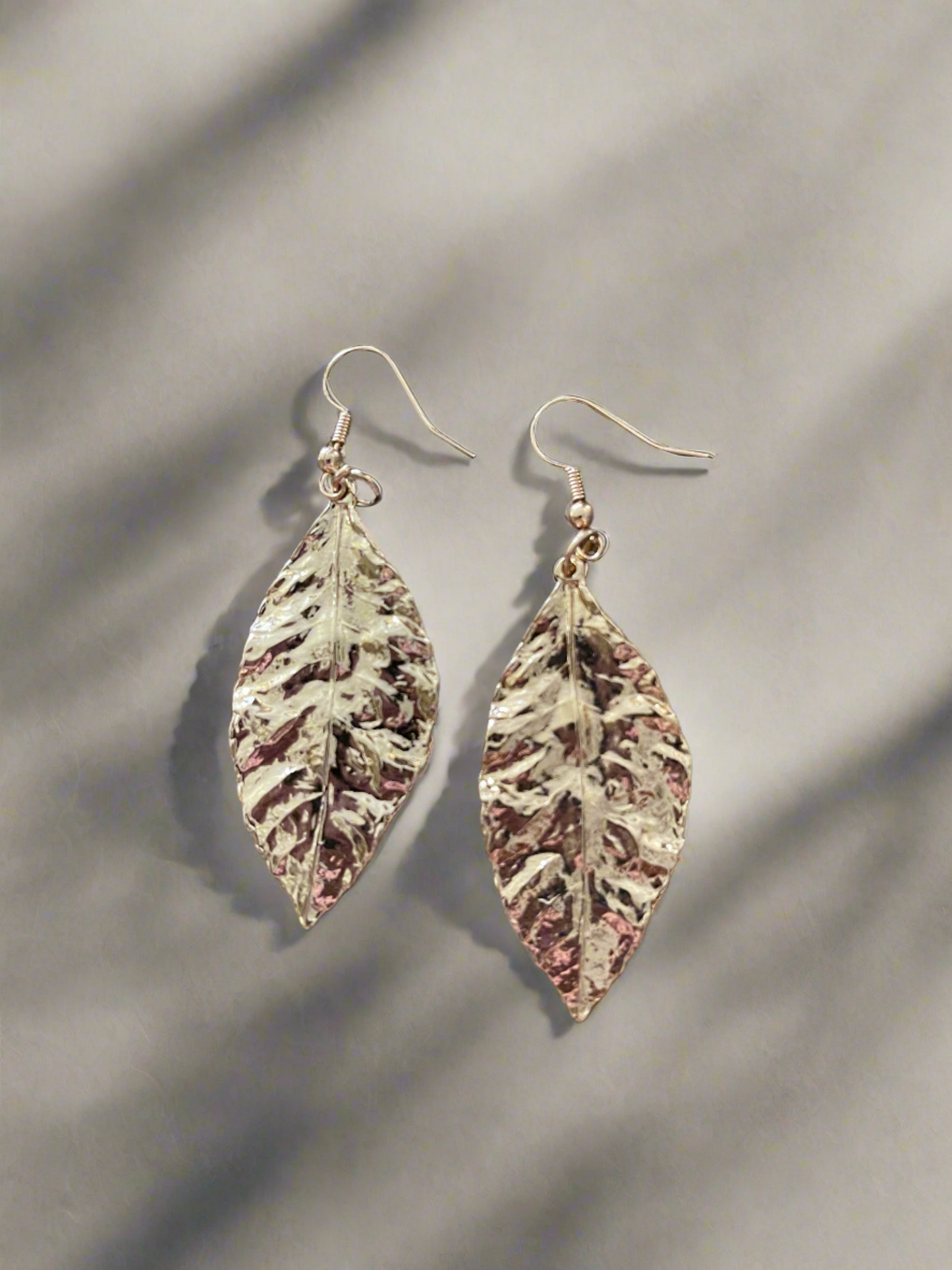 Textured Leaf Charms Wire EarringsPink tiful of LOVE