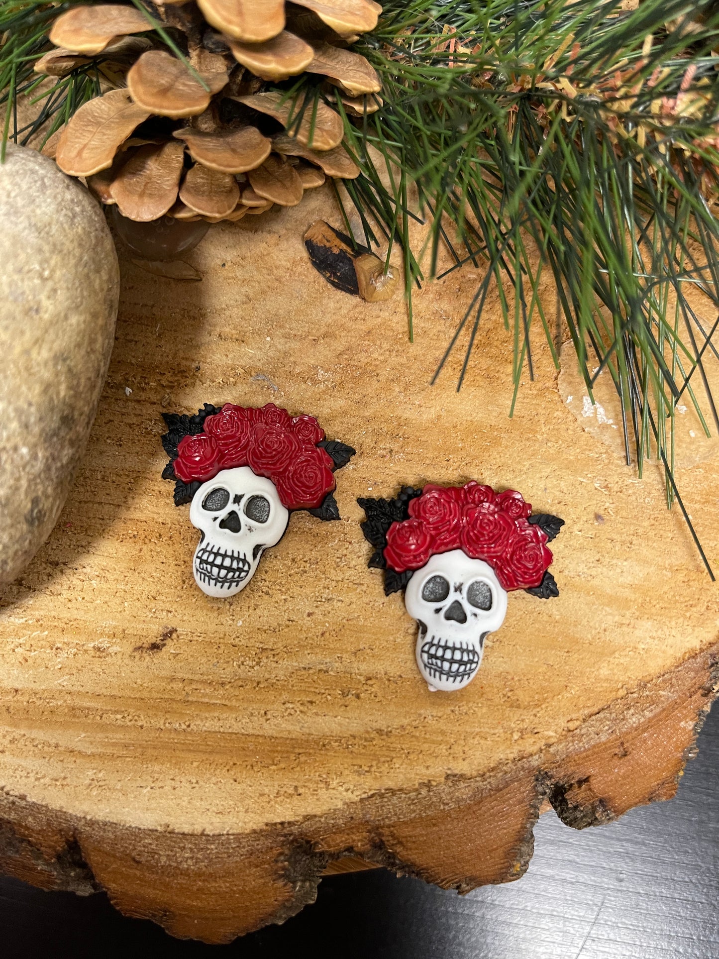 Gothic Love Skull Stud EarringPink tiful of LOVE