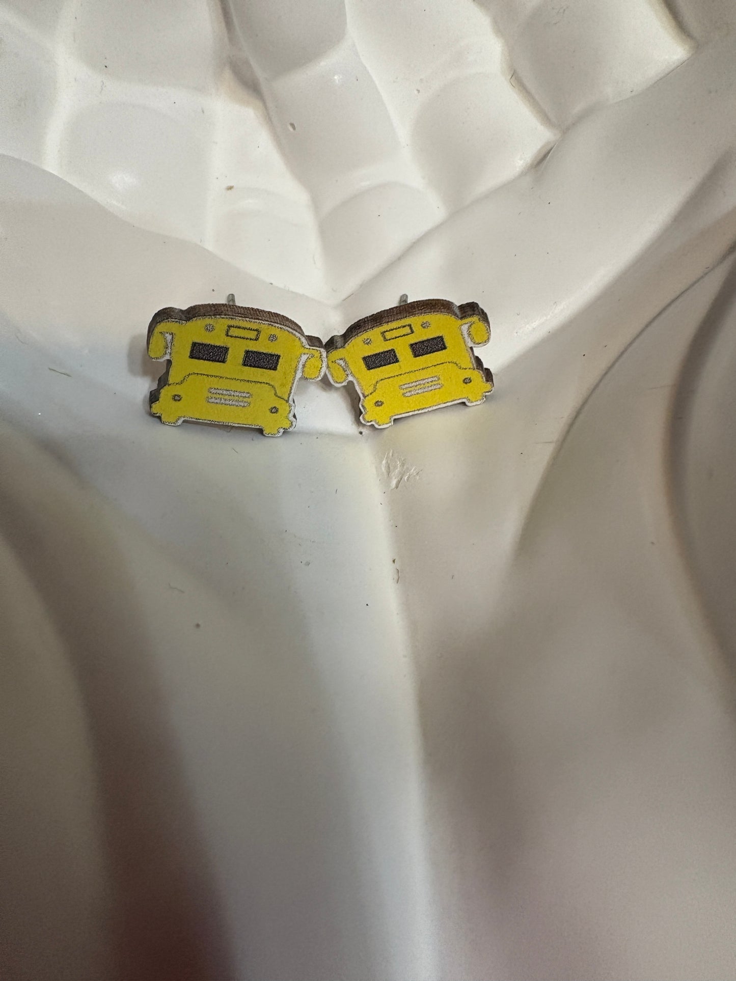 School Bus Wooden Earrings – Back-to-School Teacher Gift