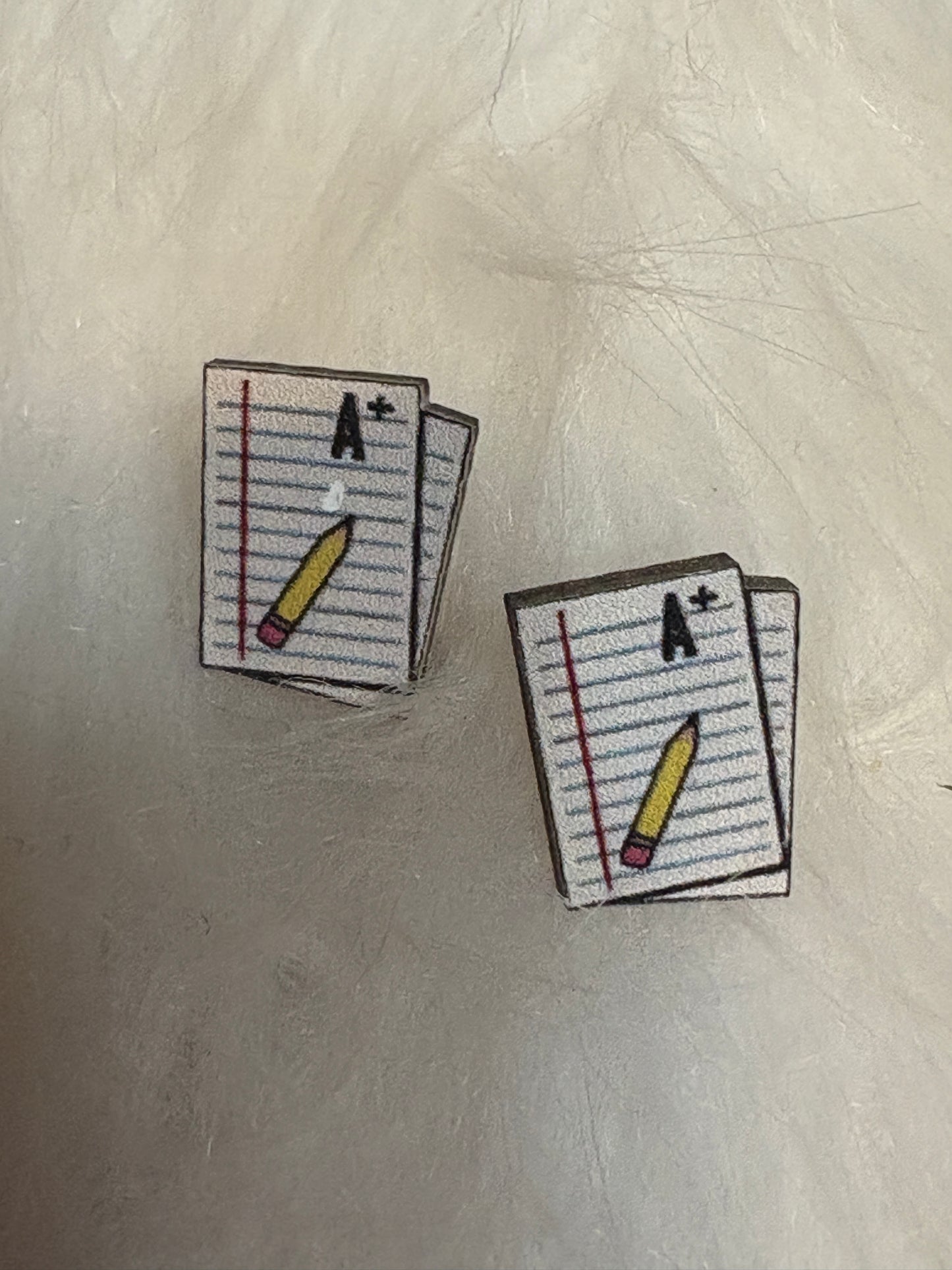 A+ Paper & Pencil Wooden Stud Earrings