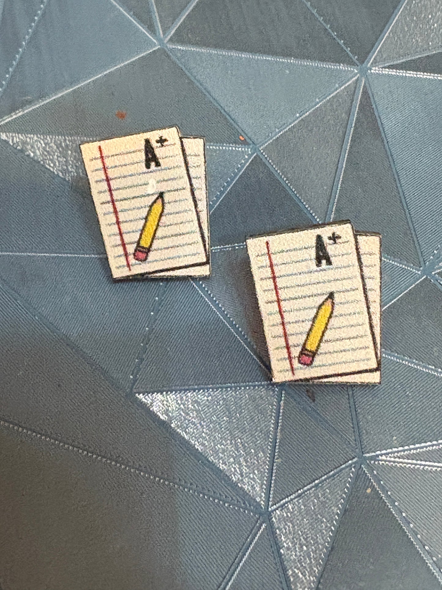 A+ Paper & Pencil Wooden Stud Earrings