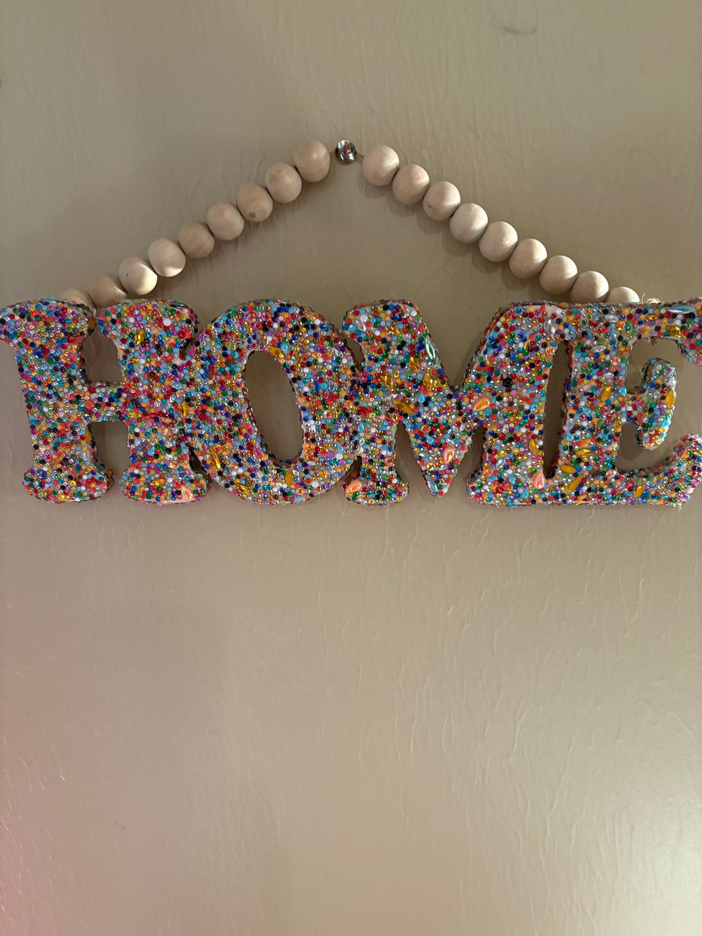 Diamond Art “HOME” Wall Hanging – Sparkling Beaded Décor