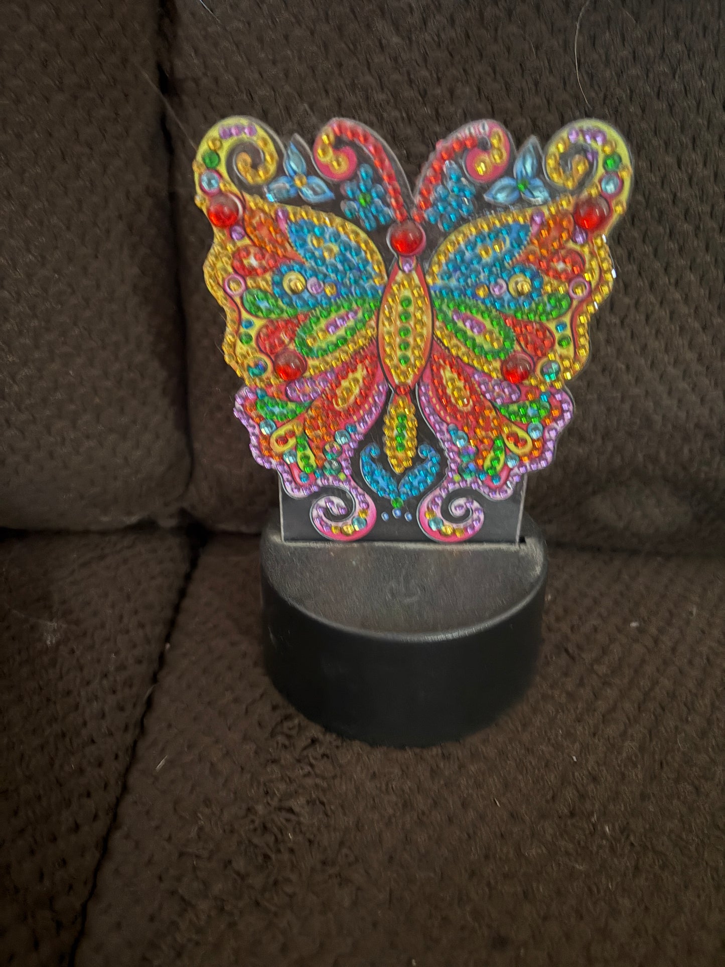 ✨ Diamond Art Butterfly Light-Up Décor – Multicolor Sparkle with Red/Green Glow