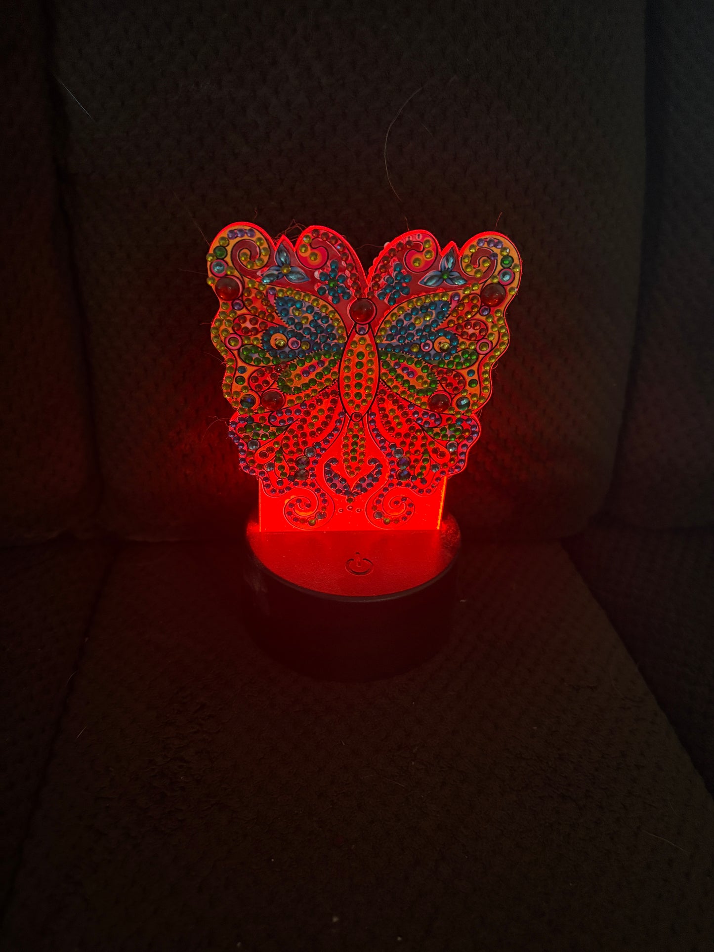 ✨ Diamond Art Butterfly Light-Up Décor – Multicolor Sparkle with Red/Green Glow