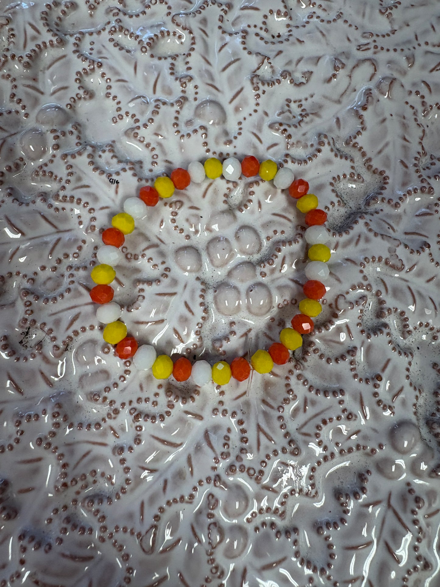 Sunshine Glow Yellow & Orange Glass Beaded Bracelet