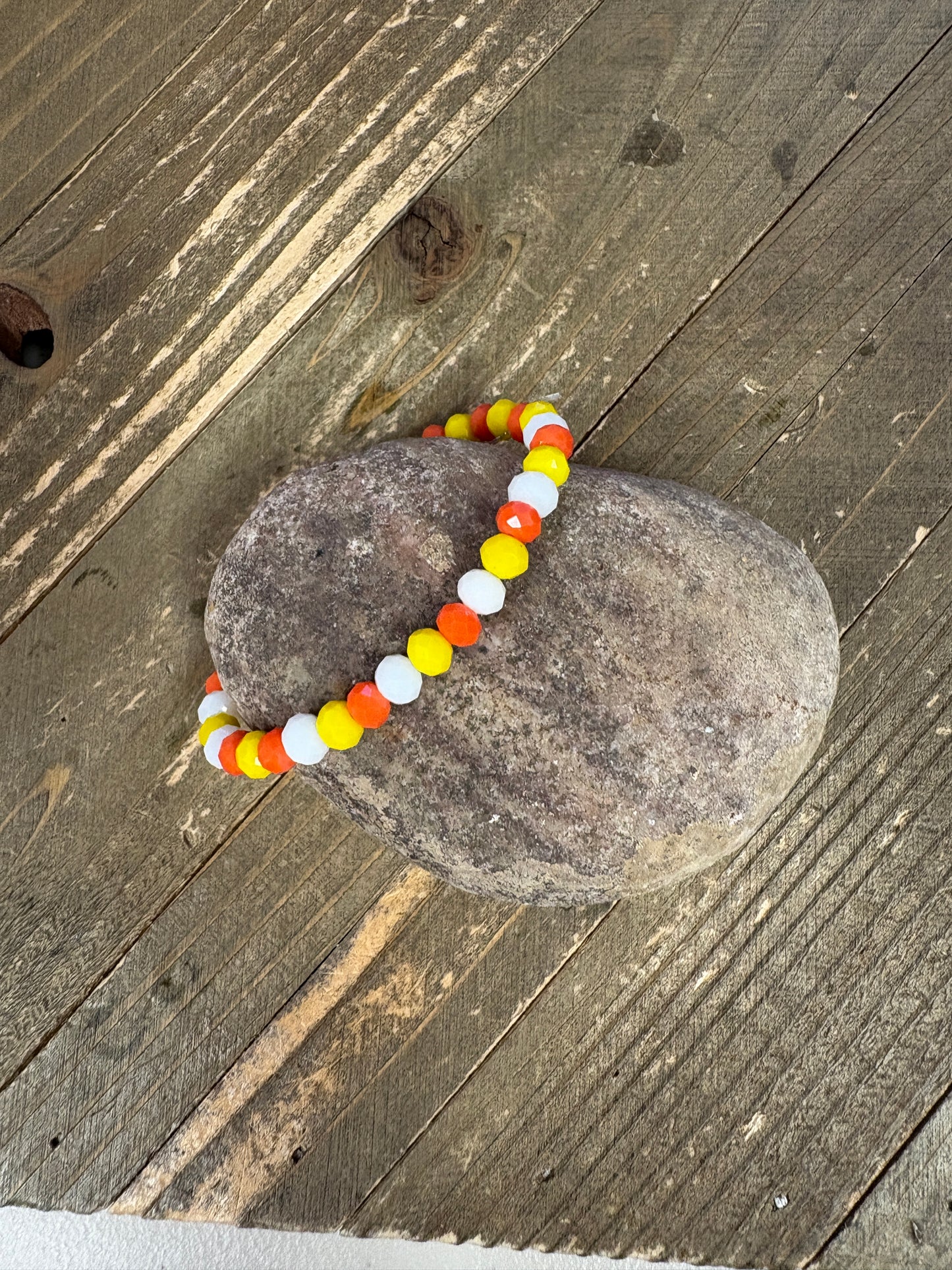 Sunshine Glow Yellow & Orange Glass Beaded Bracelet