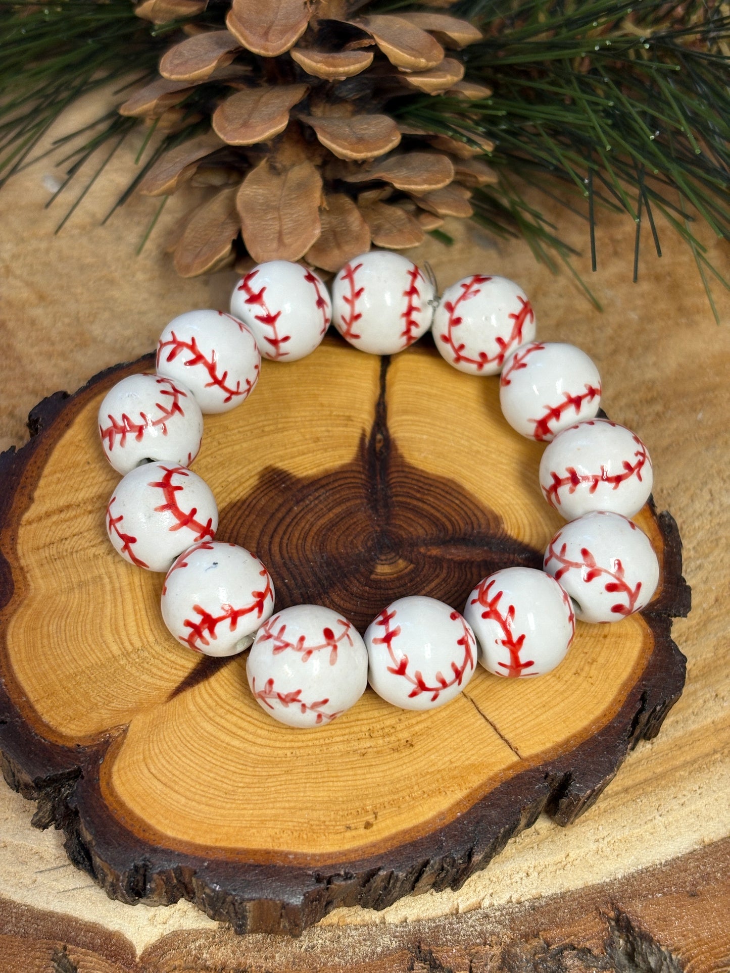 Home Run Baseball Beaded Bracelet