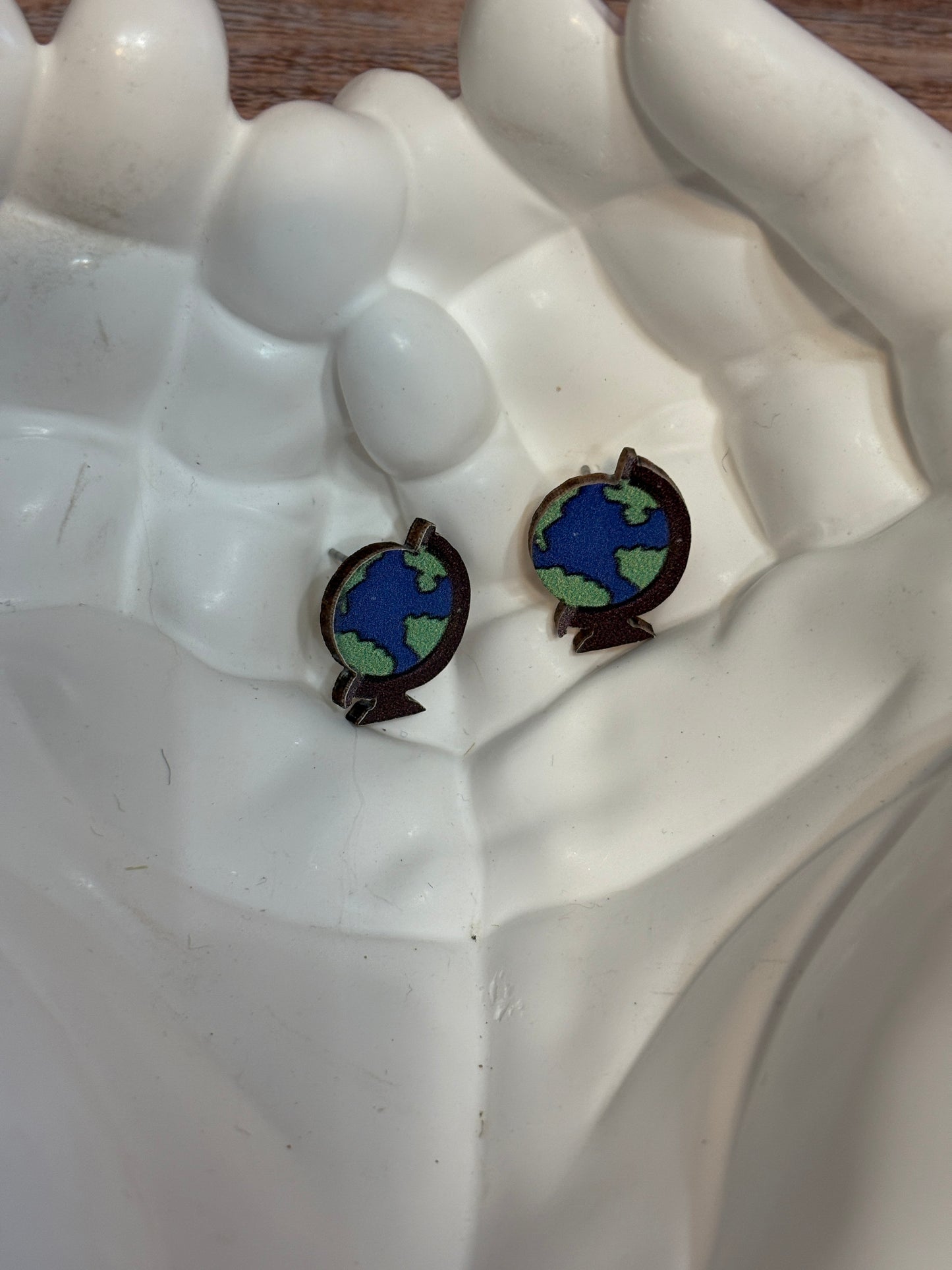 Wooden Globe Stud Earrings – Teacher & Traveler Inspired