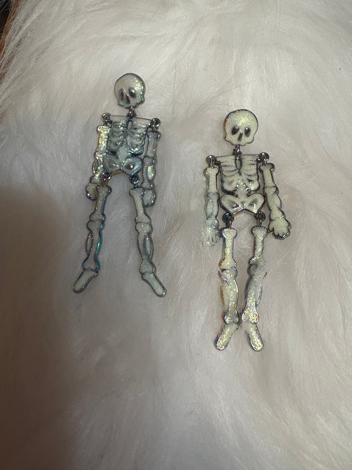 Glow-in-the-Dark Skeleton Dangle Stud Earrings – Enamel