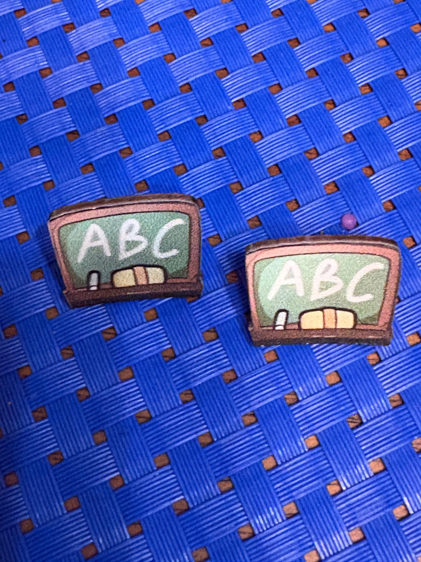 ABC Chalkboard Wooden Stud Earrings
