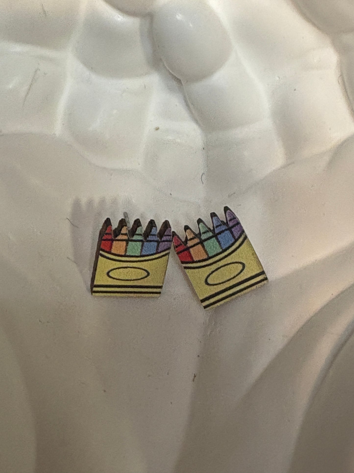 Crayon Box Wooden Stud Earrings