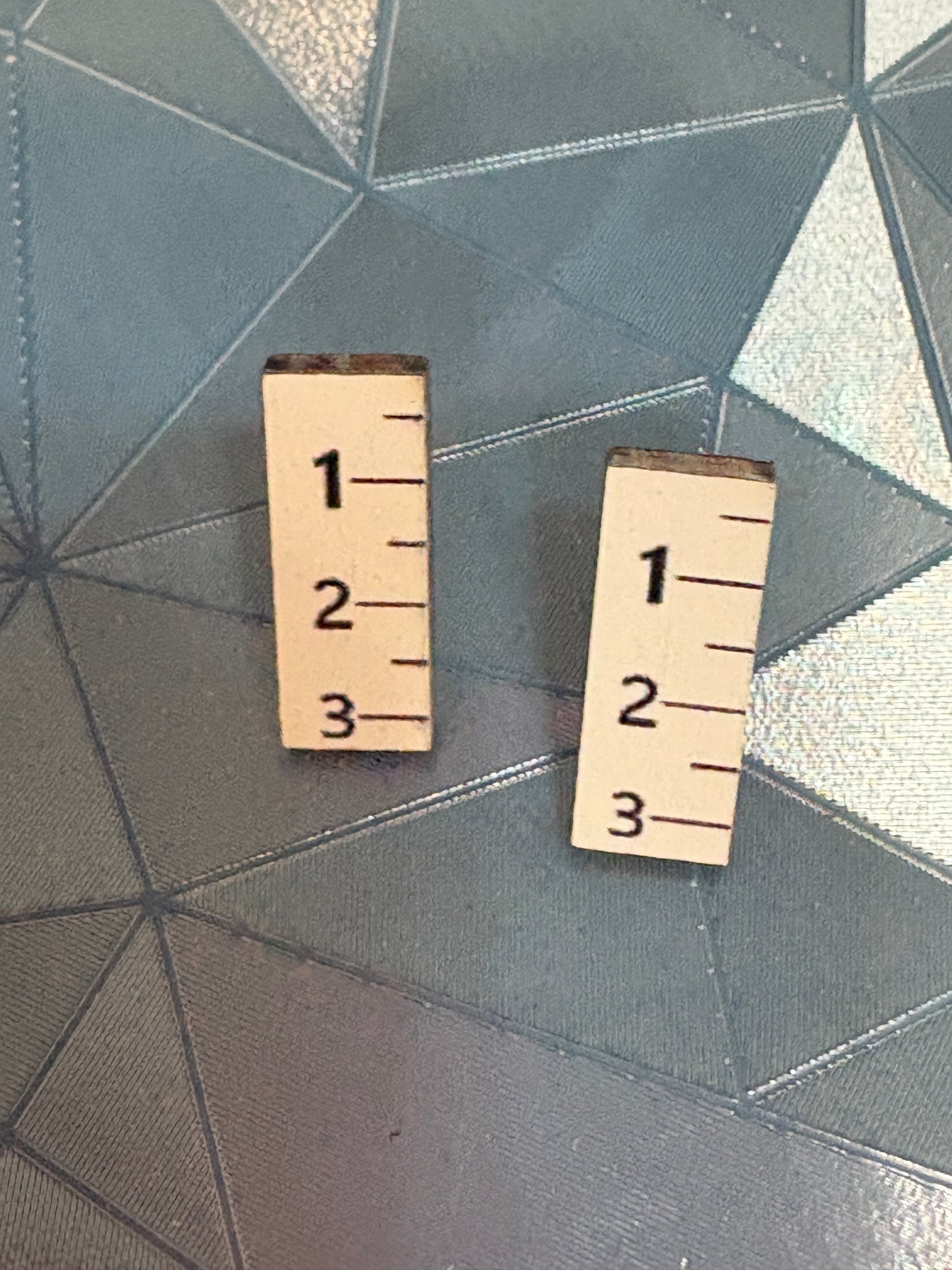 Ruler Wooden Stud Earrings