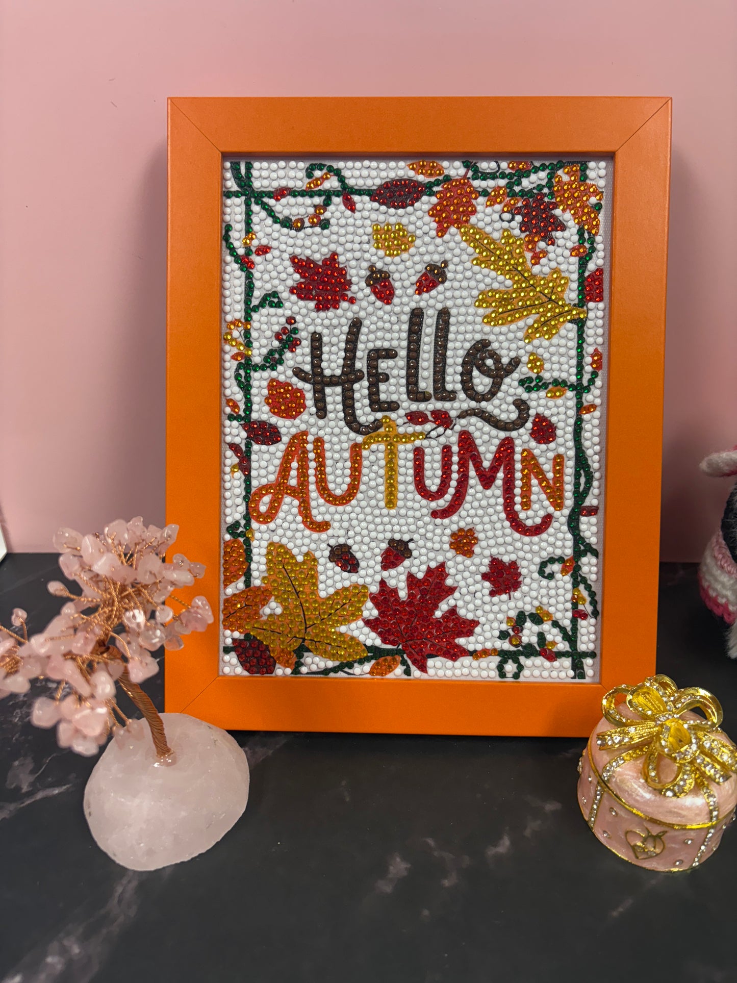 š Fall Diamond Art Home DĆ©cor ā āHello Autumnā in Orange Frame