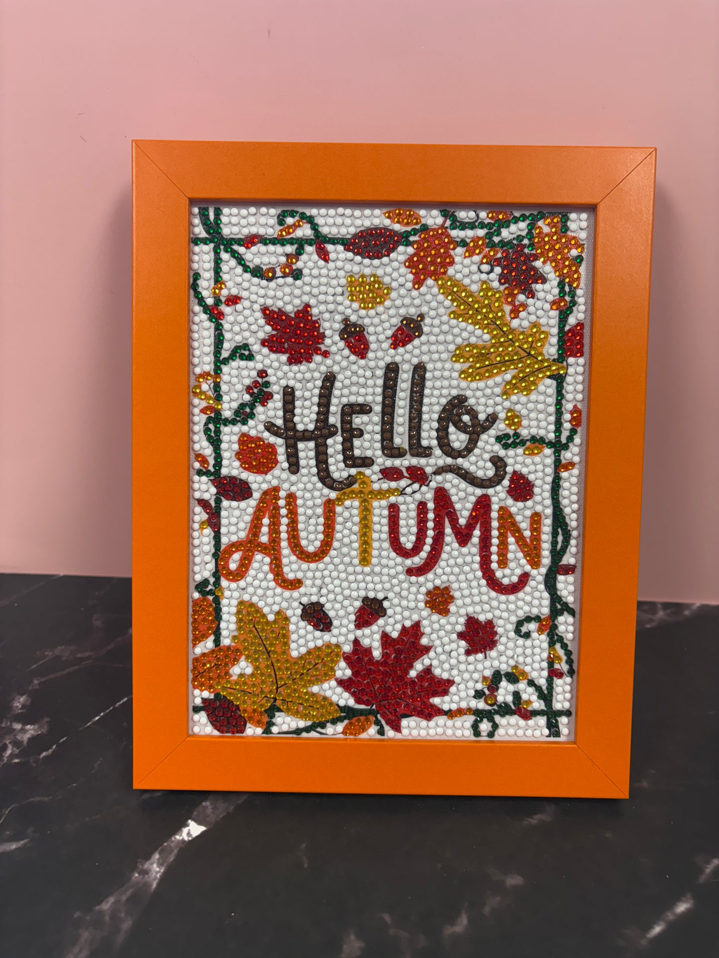 š Fall Diamond Art Home DĆ©cor ā āHello Autumnā in Orange Frame