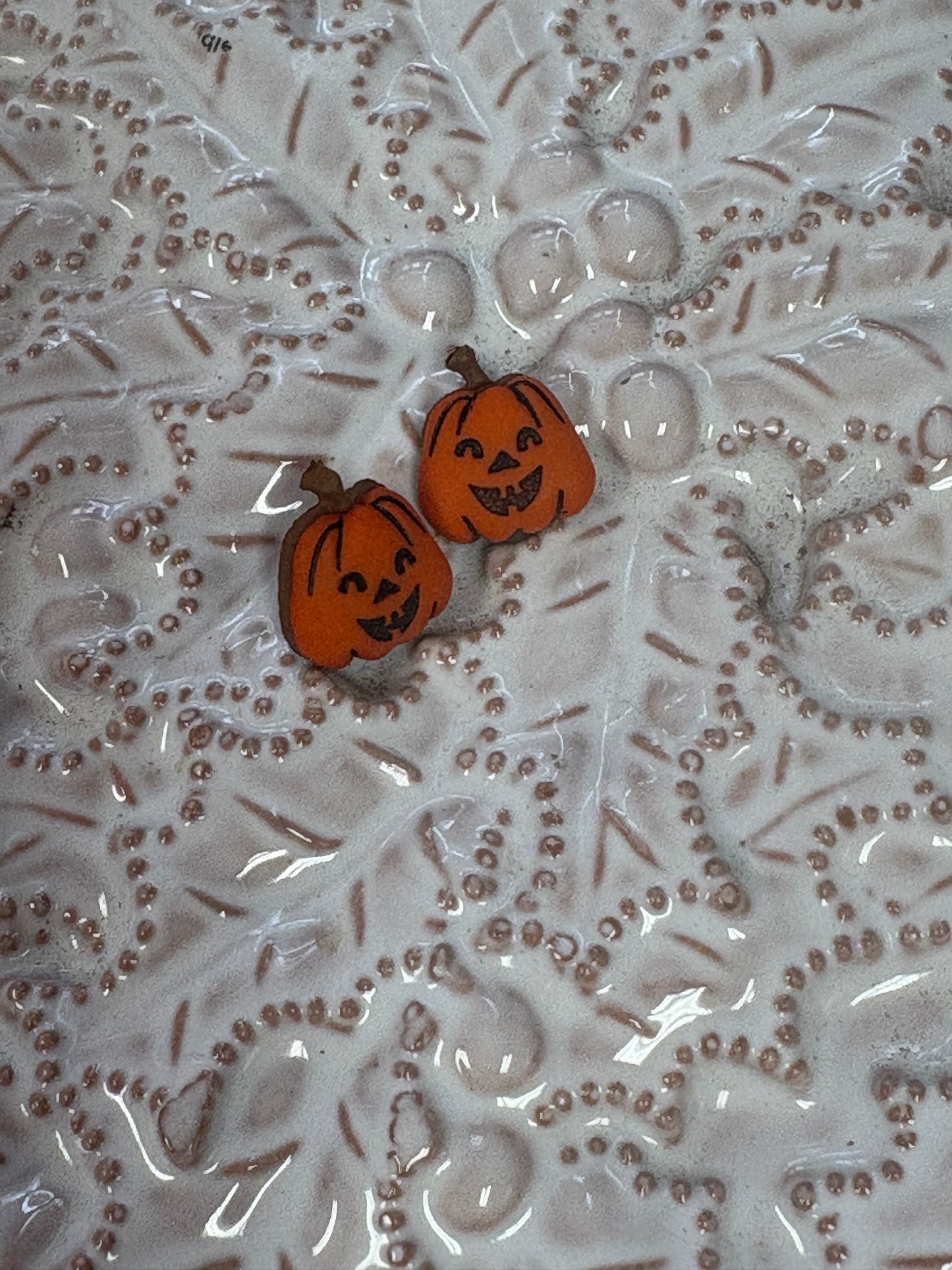 Pumpkin Jack-O’-Lantern Stud Earrings – Silver Plated Posts