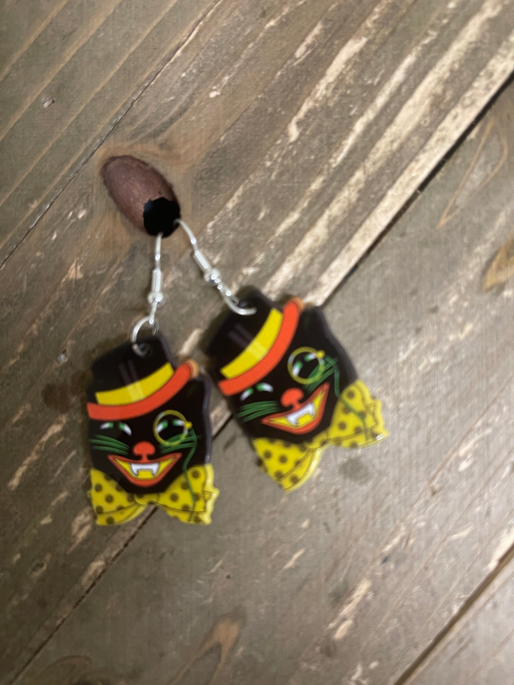Spooky Silly Cat  Charm Wire EarringsPink tiful of LOVE