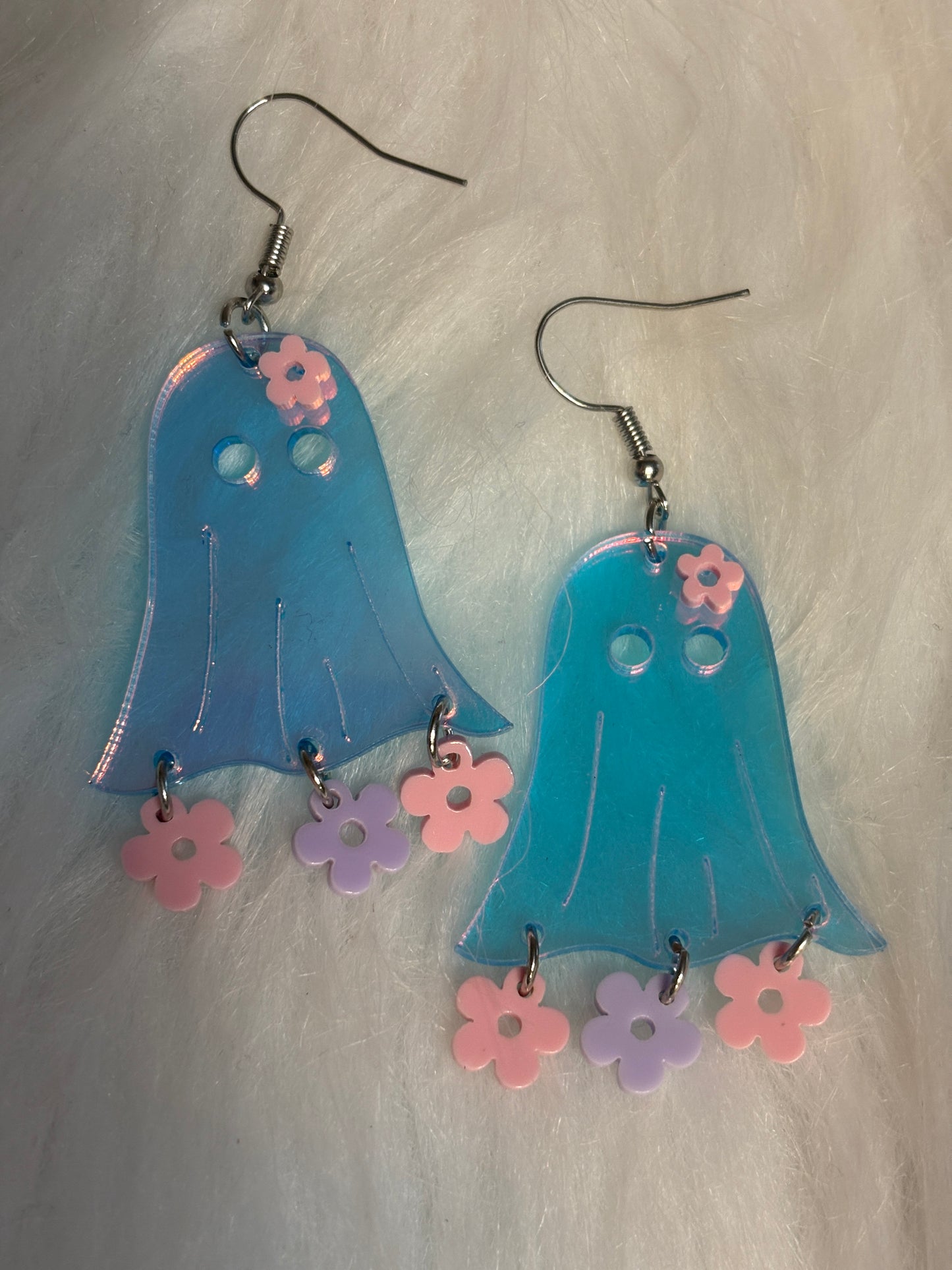 Groovy Ghost & Flower Dangle Earrings