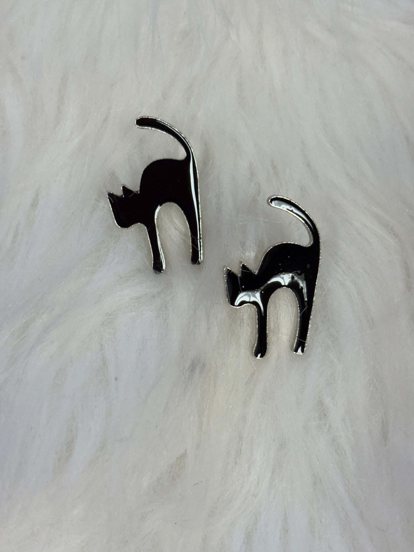 Black Cat Enamel Stud Earrings – Spooky & Stylish Accessory
