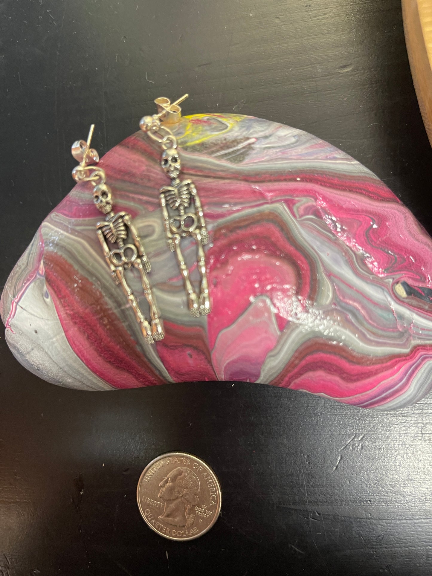 Skeleton Charm on a ball Post earringsPink tiful of LOVE