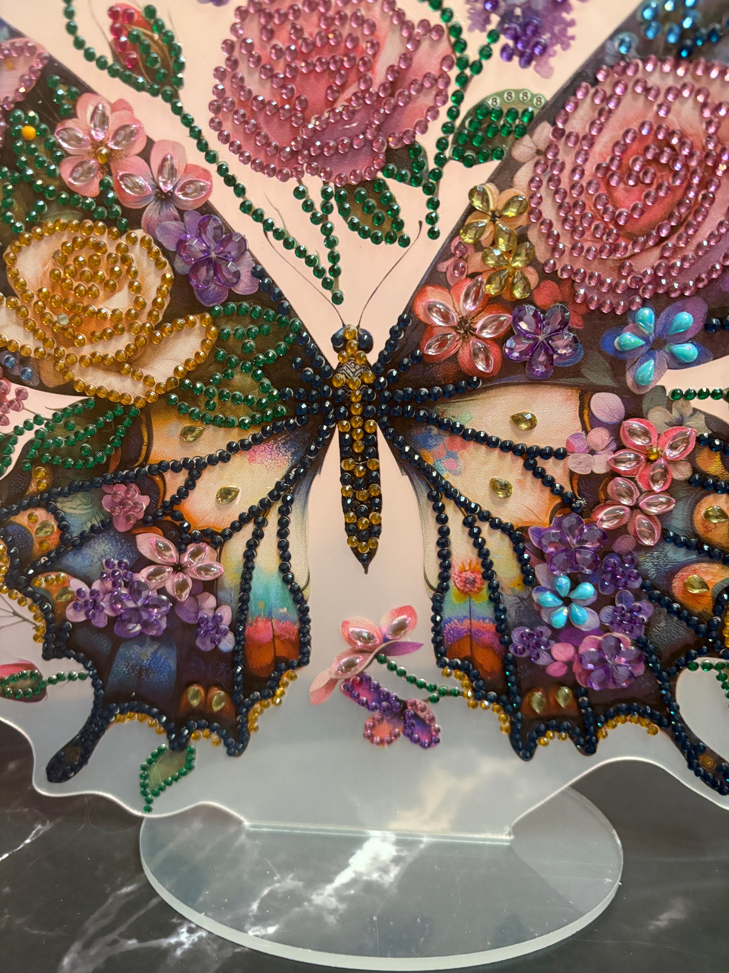 Diamond Art Butterfly Home Décor – Sparkling Floral Freestanding Accent