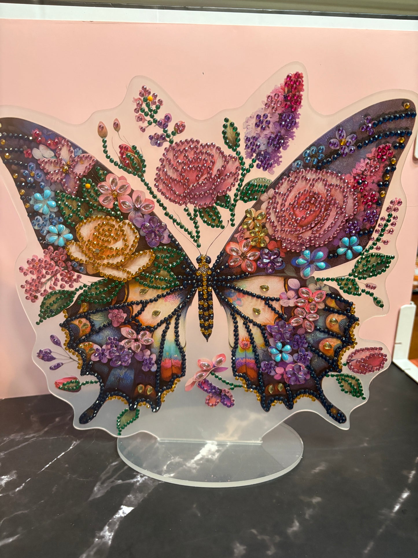 Diamond Art Butterfly Home Décor – Sparkling Floral Freestanding Accent