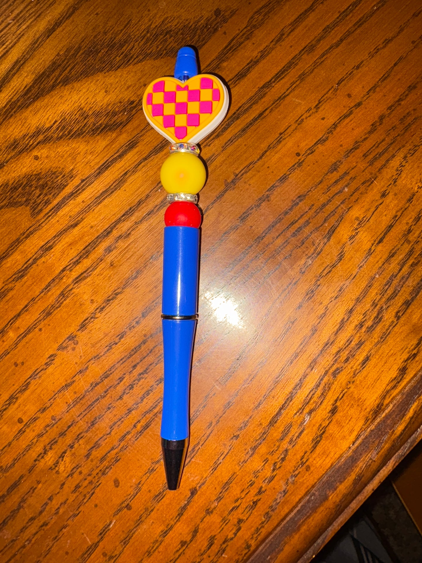 ❤️ Checkered Heart Beadable Pen – Retro Love Edition