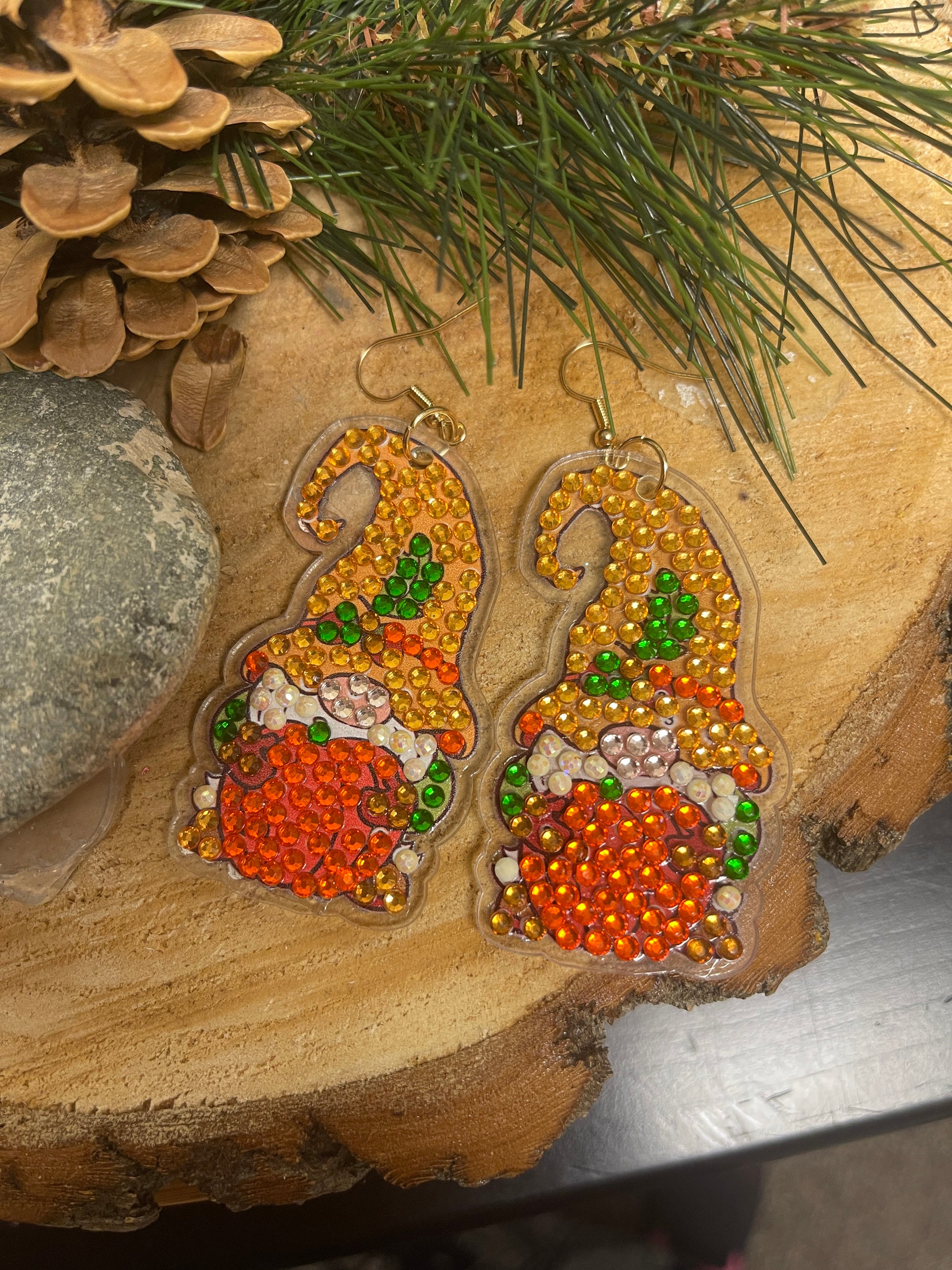 Thanksgiving- Diamond Painting Adorable Gnome and Pumpkin  Wire Earrings-20Pink tiful of LOVE