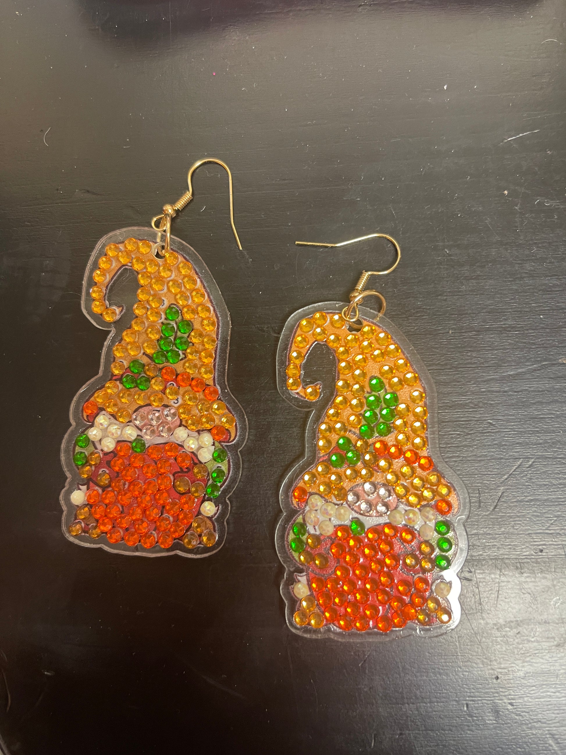 Thanksgiving- Diamond Painting Adorable Gnome and Pumpkin  Wire Earrings-20Pink tiful of LOVE