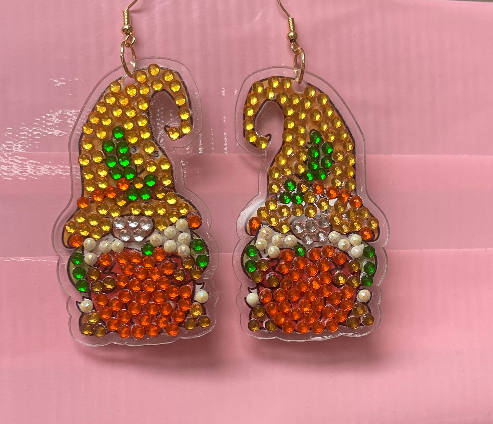 Thanksgiving- Diamond Painting Adorable Gnome and Pumpkin  Wire Earrings-20Pink tiful of LOVE
