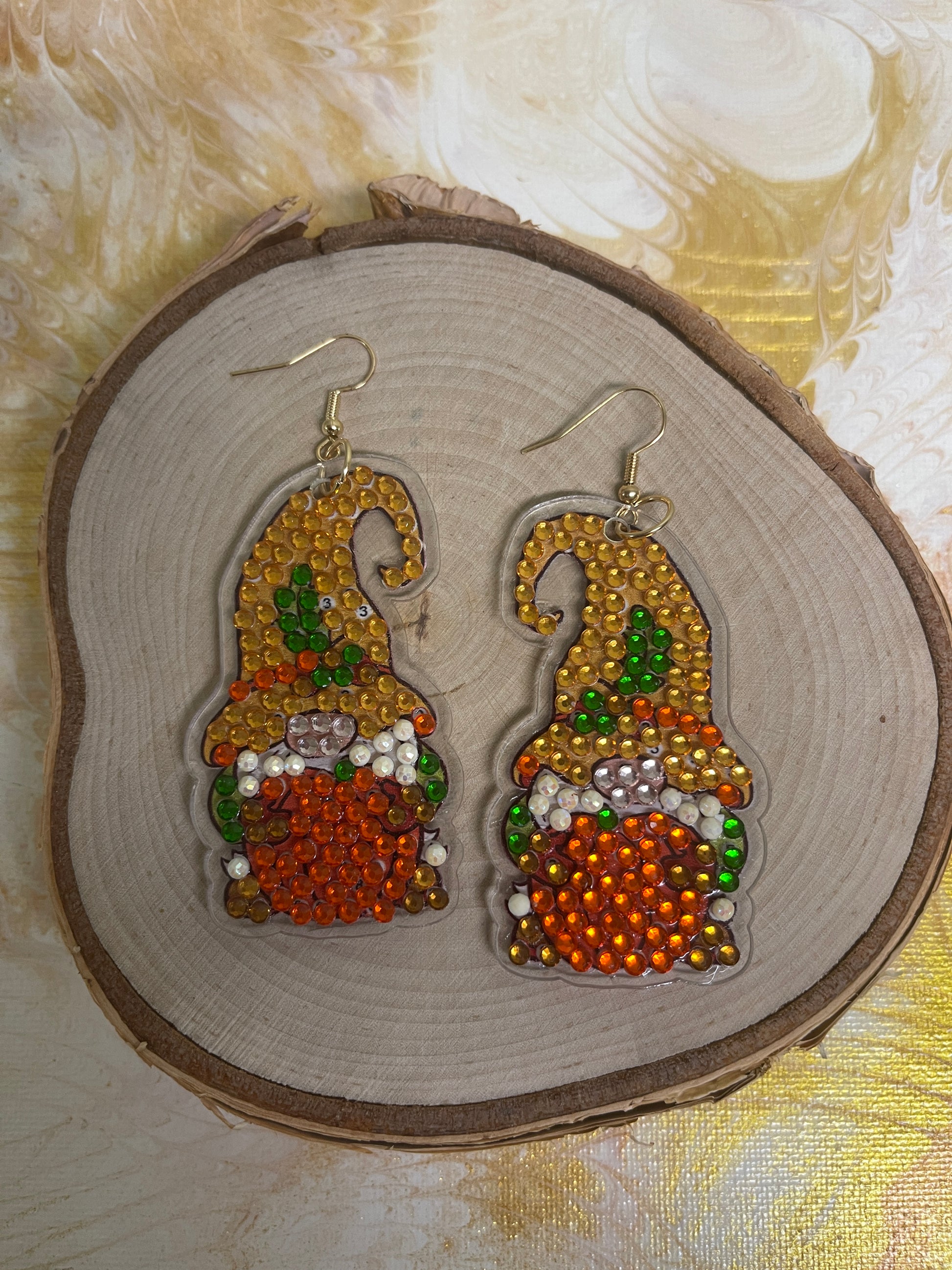 Thanksgiving- Diamond Painting Adorable Gnome and Pumpkin  Wire Earrings-20Pink tiful of LOVE