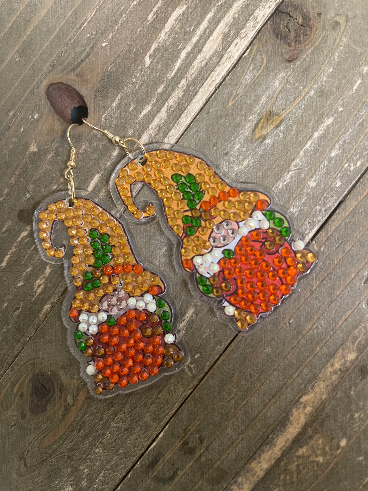 Thanksgiving- Diamond Painting Adorable Gnome and Pumpkin  Wire Earrings-20Pink tiful of LOVE