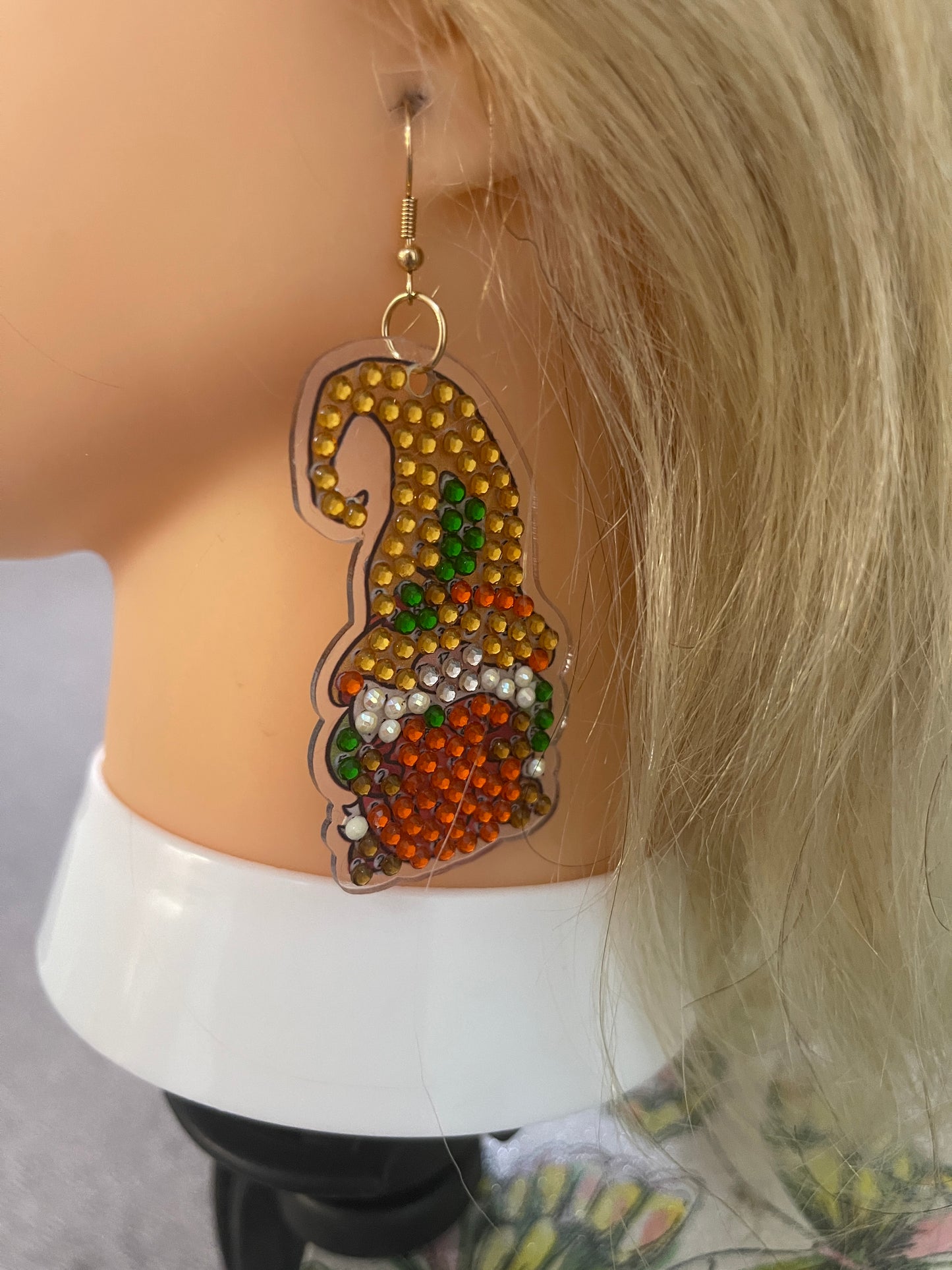 Thanksgiving- Diamond Painting Adorable Gnome and Pumpkin  Wire Earrings-20Pink tiful of LOVE