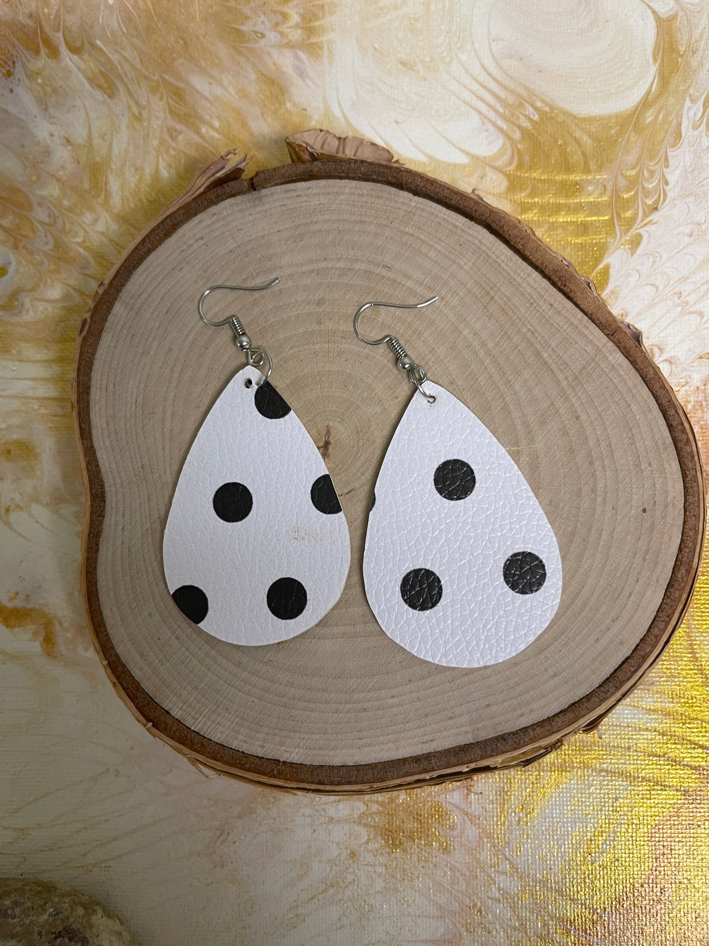 Polka Dot Faux Leather Teardrop Wire EarringsPink tiful of LOVE